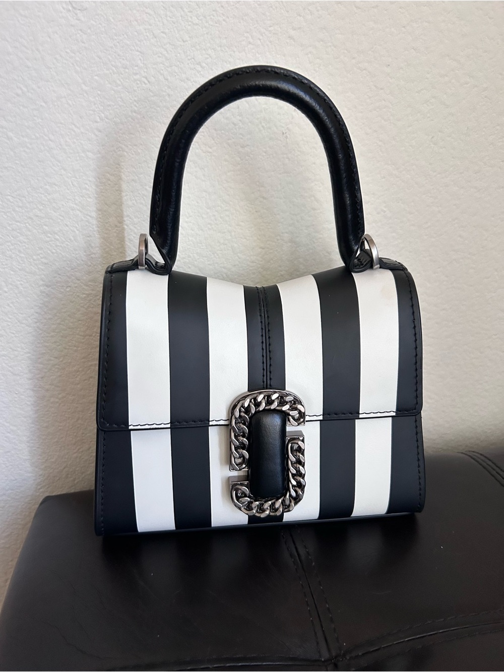 MARC JACOBS The Striped St Marc Mini Top Handle Handbag -No Strap- Read Details